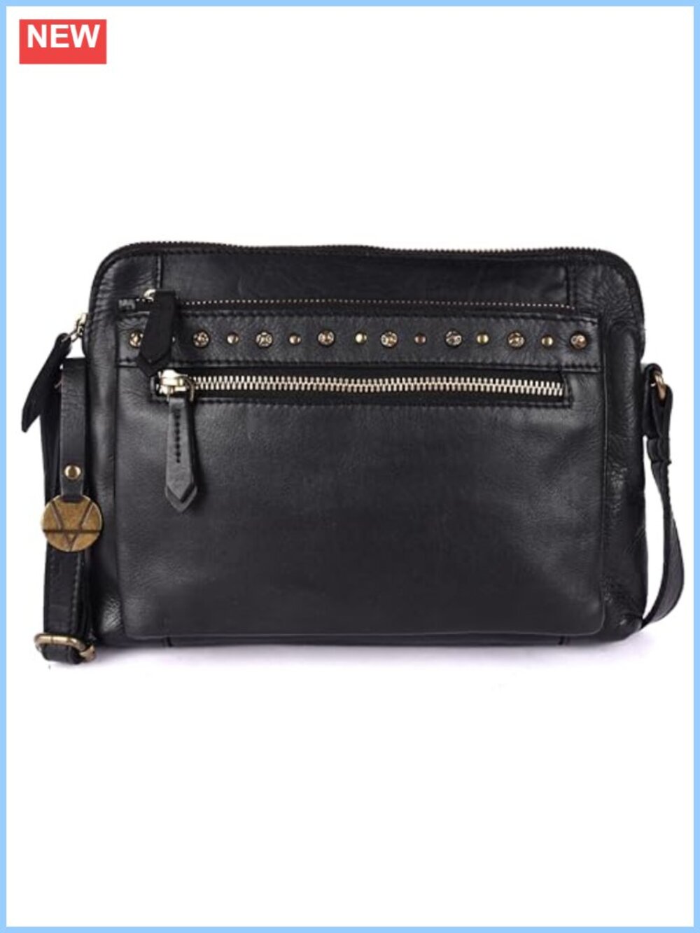 Genuine Italian Leather Boho Studded Shoulder Sling Bag, Stylish & Durable